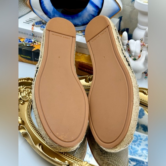 🆕 TORY BURCH 🧿 NWOT Ines Linen & Leather Bejewelled Espadrilles - Size 9 - Picture 13 of 16